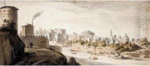 View Of Rome, Seen Across The Tiber From The Monte Gianicolo by Adriaen van Nieulandt