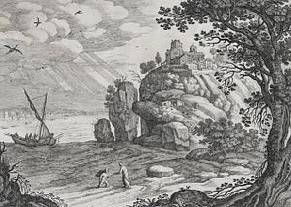 Italienische Kustenlandschaft Mit Fischerboot - view 1