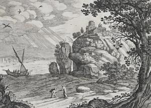 Italienische Kustenlandschaft Mit Fischerboot by Willem van, the Younger Nieulandt
