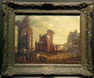 A Classical Landscape With Figures by Willem van, the Younger Nieulandt