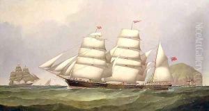 The barque Undaunted off Ailsa Craig with merchant ships beyond The barque Undaunted off Ailsa Craig with merchant ships beyond