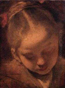 A Girl, Head And Shoulders, Looking Down - A Sketch