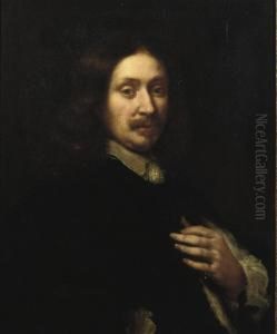Portrait Of A Gentleman, Half-length, In A Black Costume With Awhite Chemise by Jacob Cornelisz Van Oostsanen