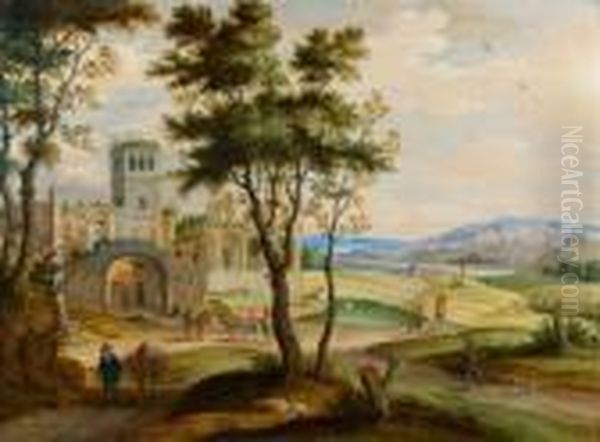 Ruines Antiques Animees De Paysans Et De Cavaliers - view 1