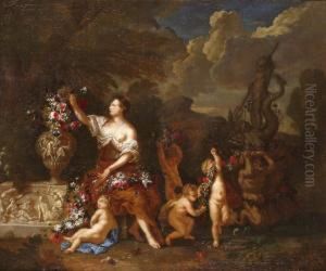 Flora Viragfuzeres Puttokkal by Kaspar Jakob Van Opstal