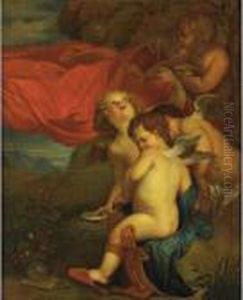 Frolicking Putti by Kaspar Jakob Van Opstal