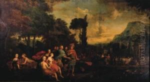 Aenaes And His Companion Meeting King Anius On Delos