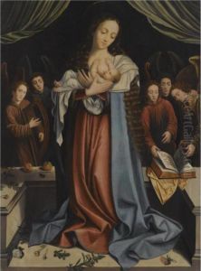 The Virgin And Child With Attendant Angels by Barend Van Orley