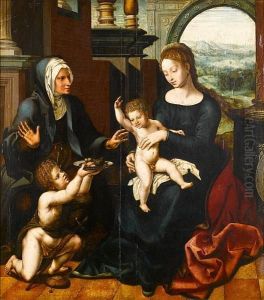 The Virgin And Child With Saint Elizabeth And The Infant Saint John The Baptist by Barend Van Orley