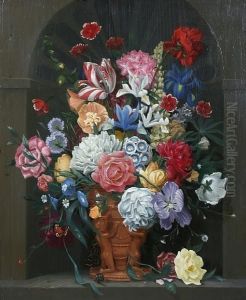 Summer Flowers In An Urn Within A Niche