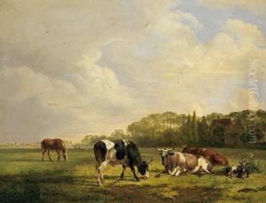 Mandria Di Animali Al Pascolo by Georgius Jacobus J. Van Os