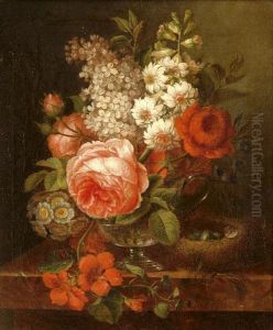 Viragcsendelet Madarfeszekkel by Georgius Jacobus J. Van Os