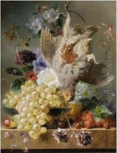 A Still Life With Flowers, Fruit And A Partridge