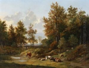 Rustend Vee In Boomrijk Landschap
