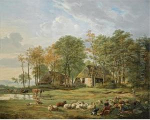 Resting Herdsmen Near A Farmstead