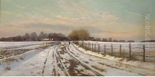 A figure in a winter landscape - view 1