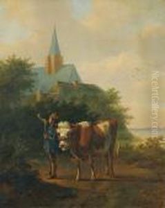 Scene Pastorale Devant Une Eglise. Scene Pastorale Devant Une Eglise.