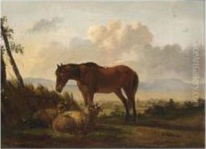 A Horse And Sheep In A Landscape A Horse And Sheep In A Landscape