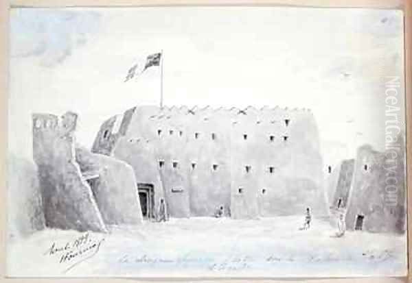 The French Flag flying above the Palace of the Sultan of Agadez Niger - view 1