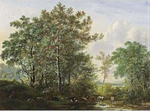 Cows In A Wooded Landscape Cows In A Wooded Landscape