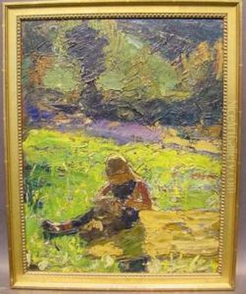 Girl Reading In The Garden - view 1