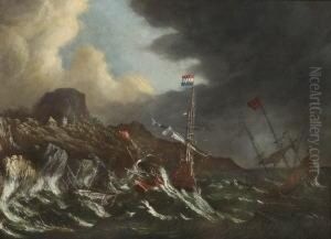 Segelschiffe Auf Sturmisch
 Bewegter See. by Matthieu Van Plattenberg