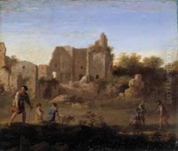 Scena Di Genere Con Pastori Tra Le Rovine Antiche - view 1