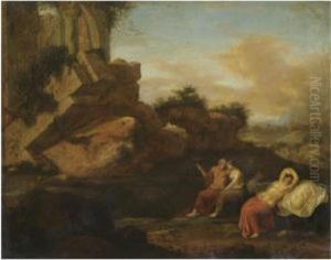 An Italianate Landscape With Lot And His Daughters