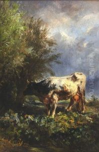 Cow In Landscape by Albert Jurardus van Prooijen