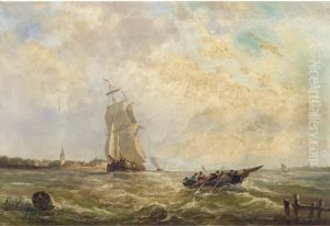Sailing Activities In A River Estuary by Albert Jurardus van Prooijen