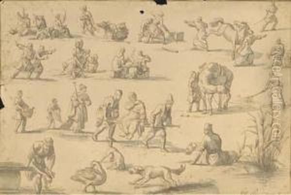 Studies Of Orientals Spinning Wool - view 1