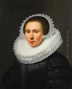 Portrait Of A Lady, Bust-length,
In An Embroidered Black Silk Dress, A Lace Ruff And A Lace Cap by Jan Anthonisz Van Ravesteyn