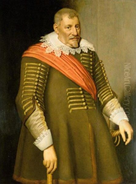Portrait Of A Gentleman, Three-quarter Length, Wearing A Red Sash - view 1