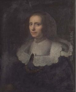 Portrait Of A Lady, Half Length, In A Black Dress And Lacecollar