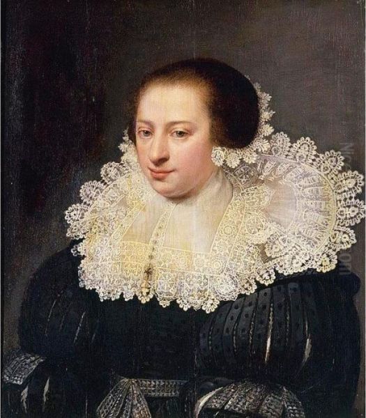 Portrait Of A Woman With A Lace Collar And Cap - view 1