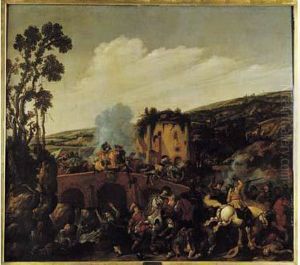Choc De Cavalerie Sur Un Pont