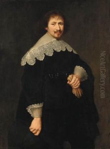 Portrait Of A Gentleman, Aged 34, Three-quarter-length, In Blackcostume