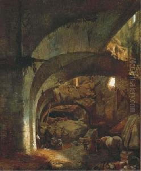 Interieur Des Caves, A La 
Citadelle D'anvers Apres Le Bombardement:catacombes Of A Citadel - view 1
