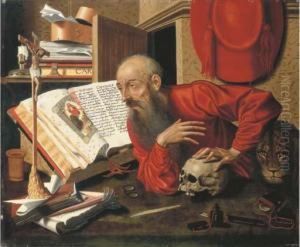 Saint Jerome In His Study by Marinus van Reymerswaele