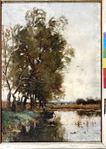 Bomen Aan De Waterkant by Fredericus Jacobus Van Rossum Du Chattel