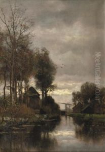 Along A Stream On An Afternoon In Autumn by Fredericus Jacobus Van Rossum Du Chattel
