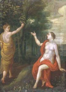 Two nymphs in a forest Two nymphs in a forest