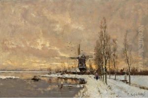 Windmills In A Snow Covered Landscape