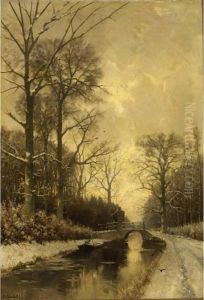 A Rowing Boat On A Canal In Winter