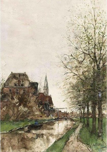 A Fisherman In His Boat On A Canal - view 1