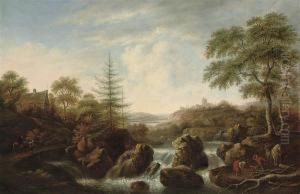 Figures In A Wooded River Landscape Figures In A Wooded River Landscape