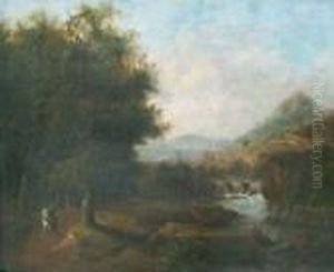 Weite Fluslandschaft Mit Reiter by Jacob Salomonsz. Ruysdael