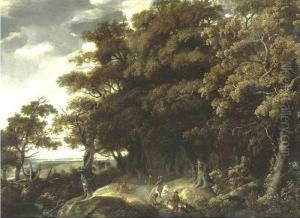 Extensive Landscape With Travelers by Jacob Salomonsz. Ruysdael