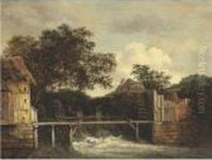 Two Water Mills And An Open Sluice by Jacob Salomonsz. Ruysdael