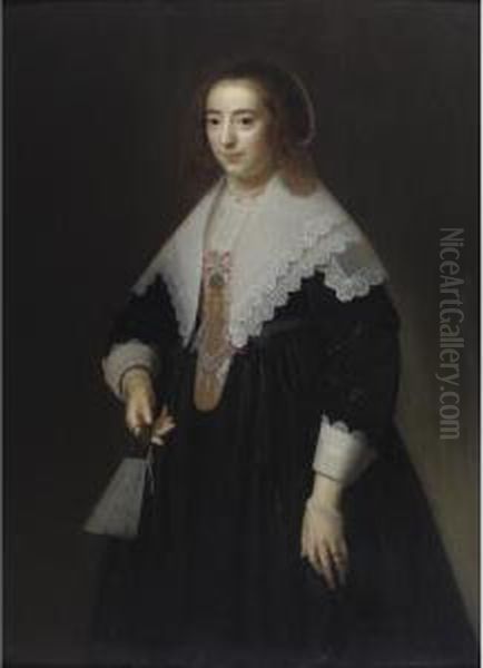 Portrait Of A Lady Holding A Fan - view 1